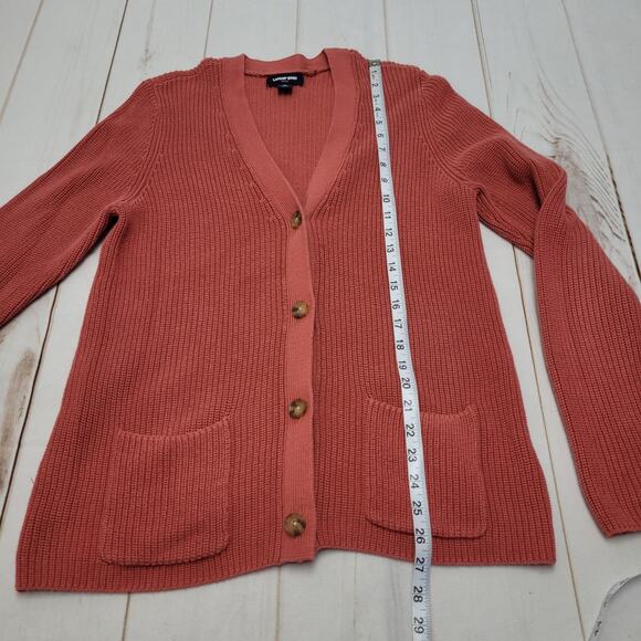 Lands End Drifter cardigan button up sweater pink coral grandpa - Picture 2 of 6